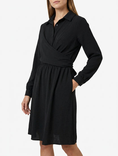 Wickelhemdkleid - Schwarz