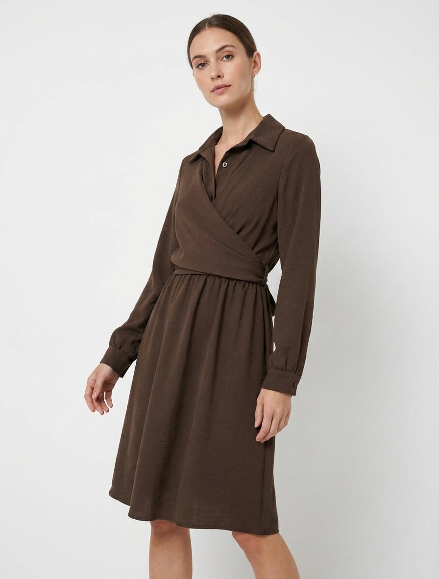 Wickelhemdkleid - Braun