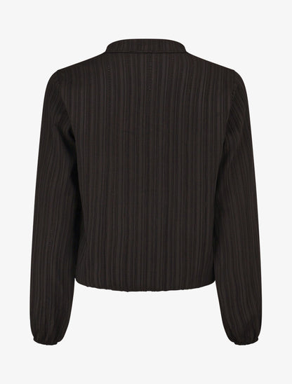 Blouse col V à plis - Noir - 2