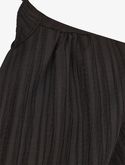 Blouse col V à plis - Noir - 3