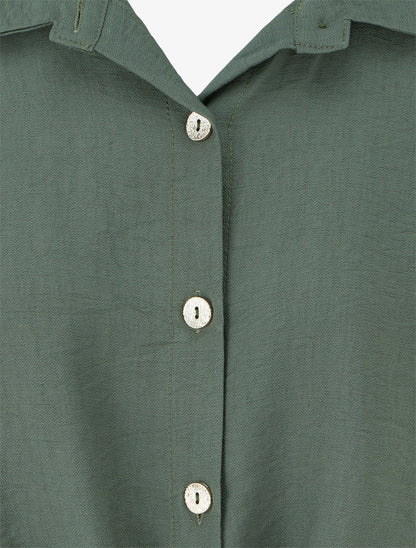 Chemise unie à nouer - Kaki - 3