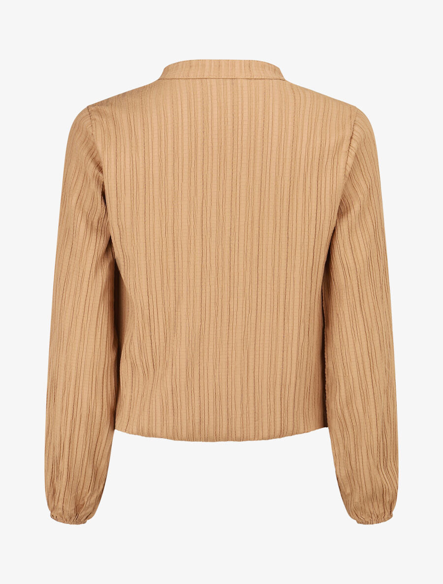 Blouse col V à plis - Taupe - 2