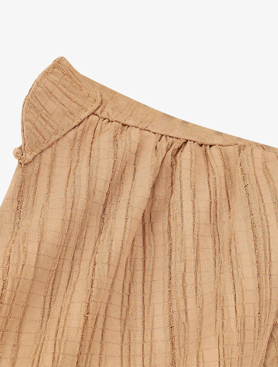 Blouse col V à plis - Taupe - 3