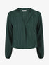 Blouse col V à plis - Vert forêt - 1
