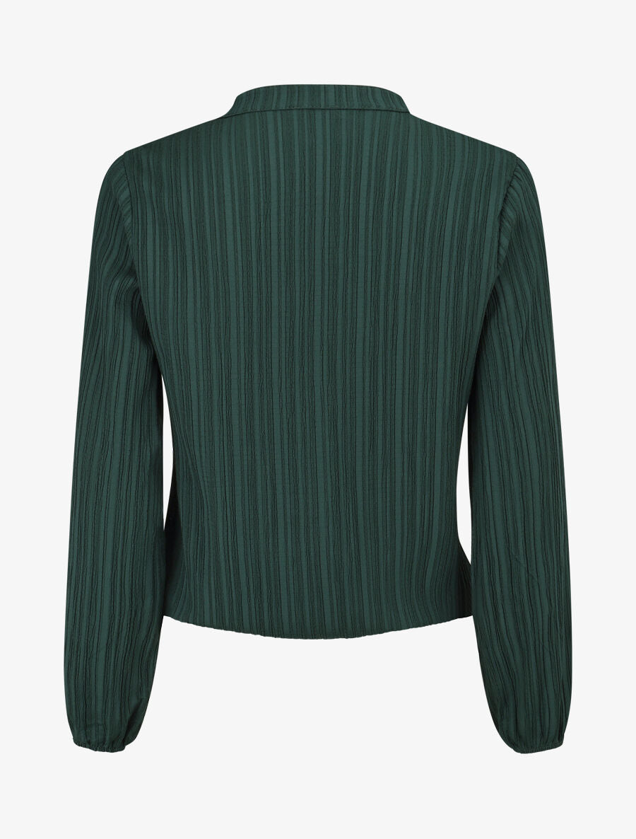 Blouse col V à plis - Vert forêt - 2
