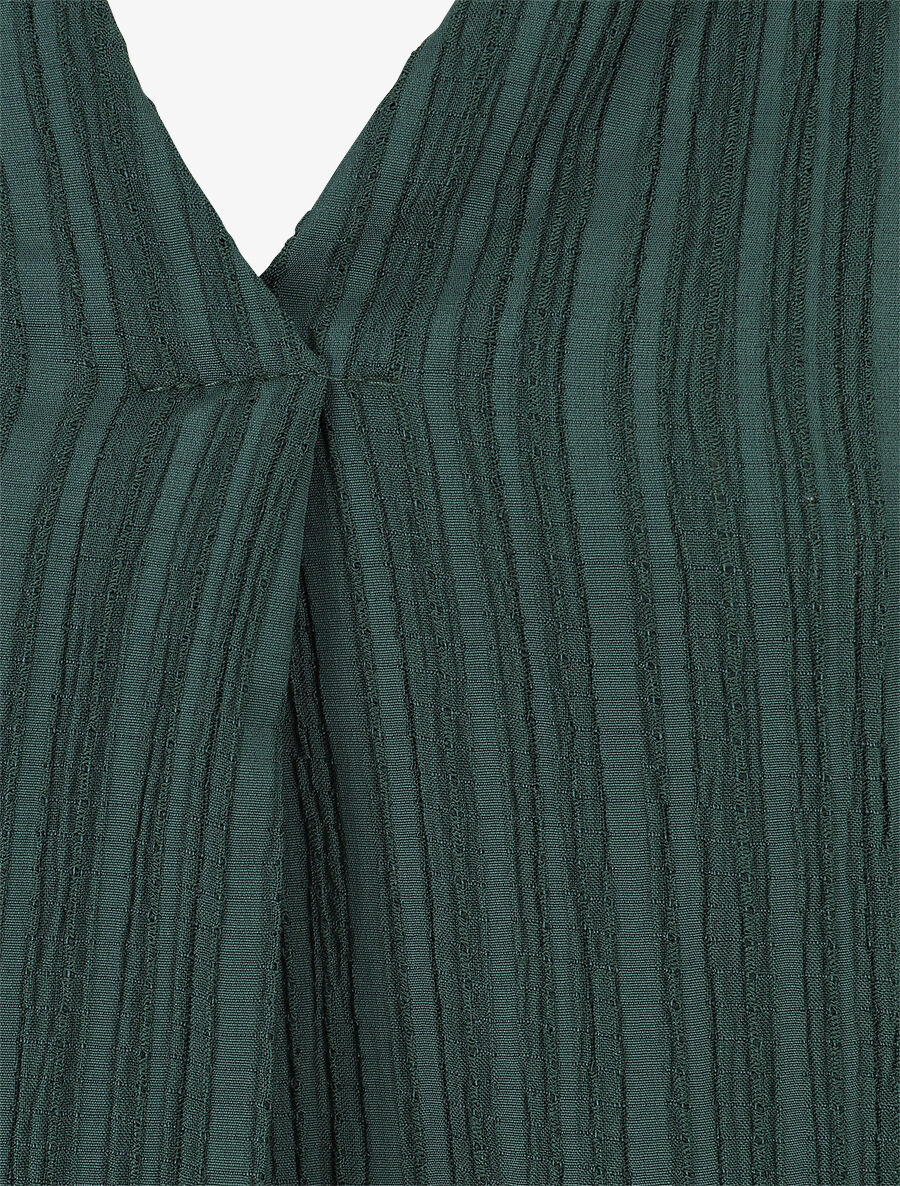 Blouse col V à plis - Vert forêt - 3
