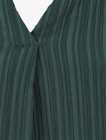 Blouse col V à plis - Vert forêt - 3