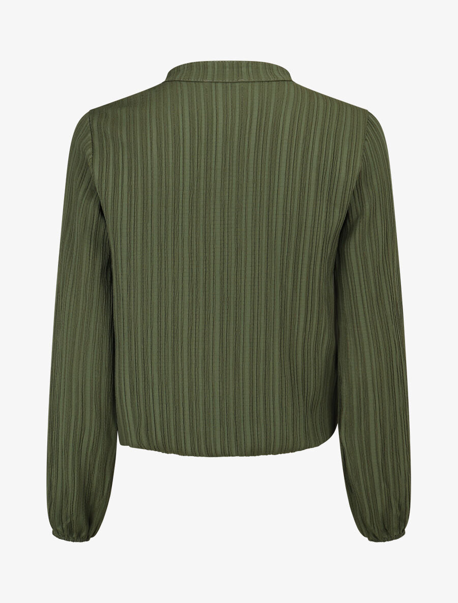 Blouse col V à plis - Kaki - 2