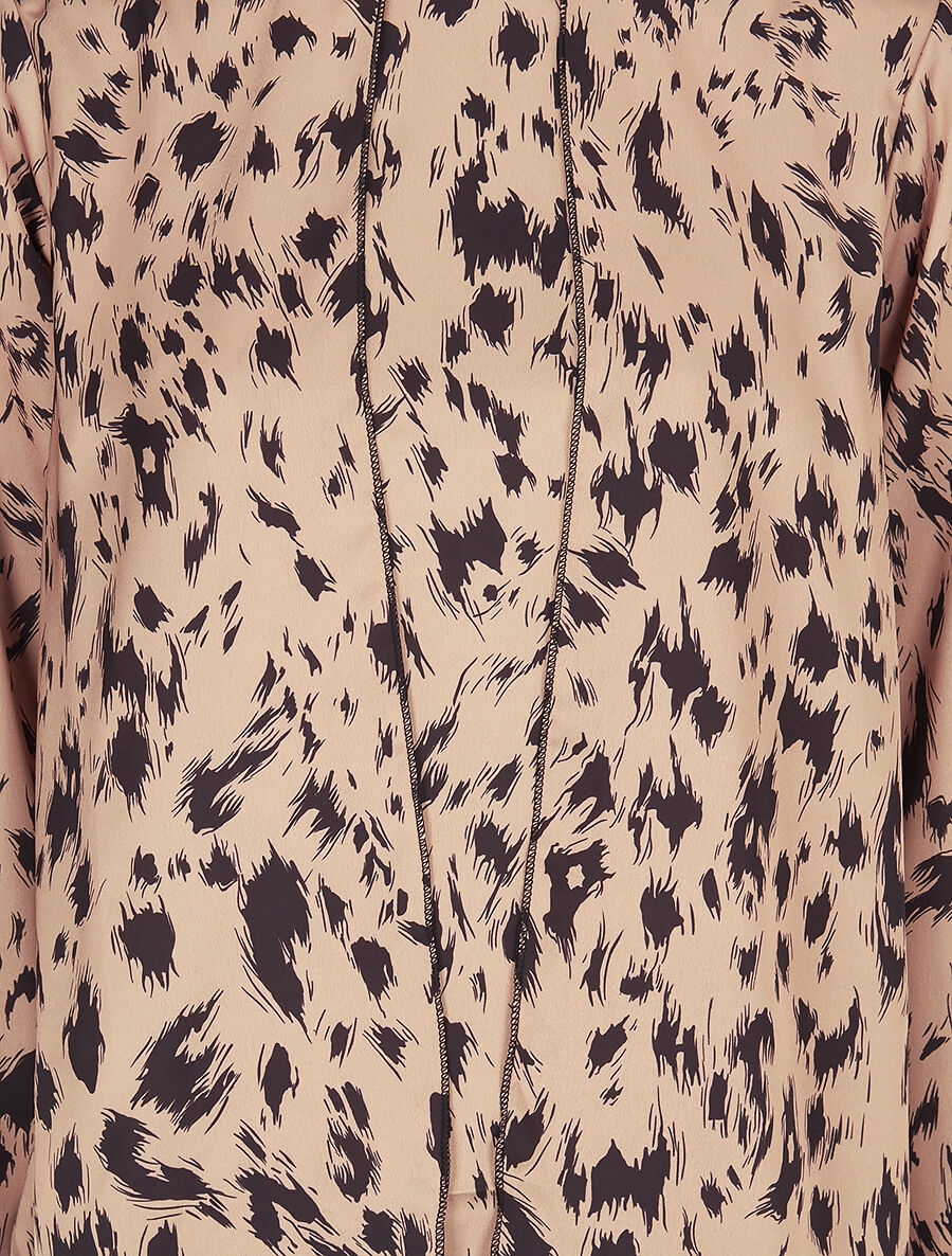 Top imprimé graphique à pans superposés - Beige - 3