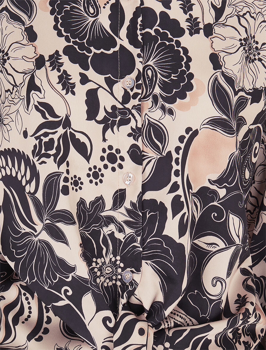 Chemise fluide à nouer imprimé fleuri - Noir - 3