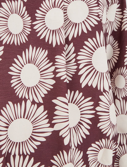 Blouse imprimé fleurs à poignets élastiqués - Prune - 3