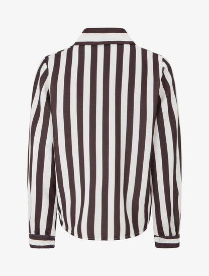 Blouse style chemise à rayures - Marron - 2