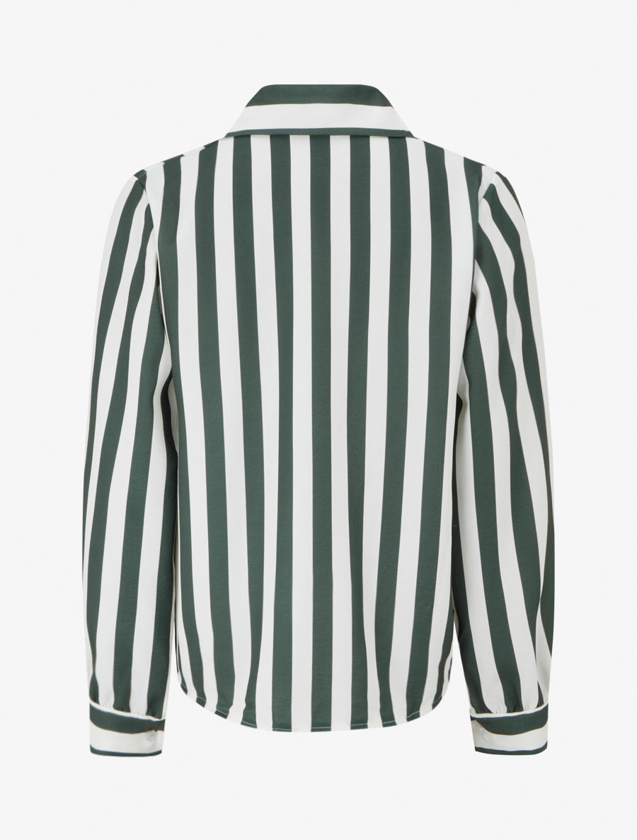 Blouse style chemise à rayures - Kaki foncé - 2