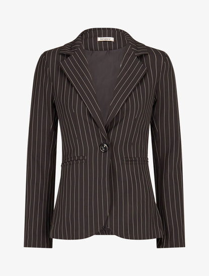 Veste cintrée à fines rayures - Noir - 1