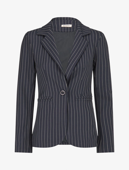 Veste cintrée à fines rayures - Marine - 4
