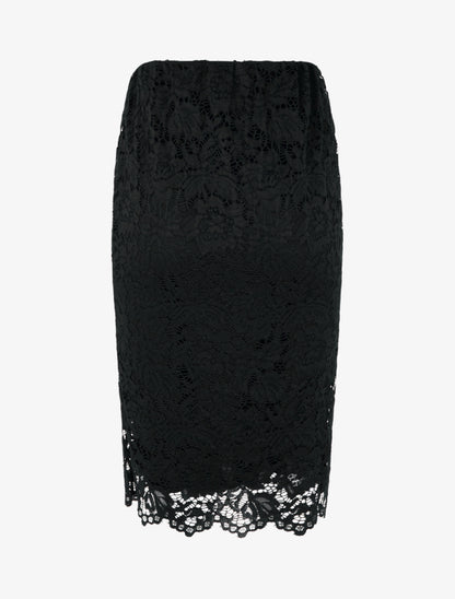 Jupe crayon en dentelle à taille haute - Noir - 2