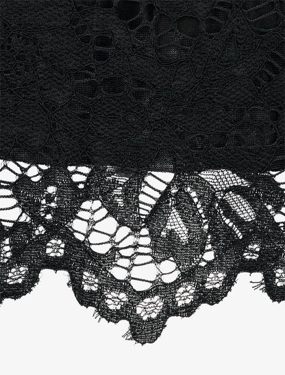 Jupe crayon en dentelle à taille haute - Noir - 3