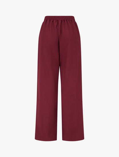 Pantalon ample taille haute à bijou fantaisie - Lie de vin - 2