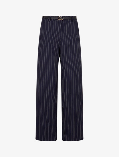 Pantalon de tailleur à fines rayures - Marine - 1