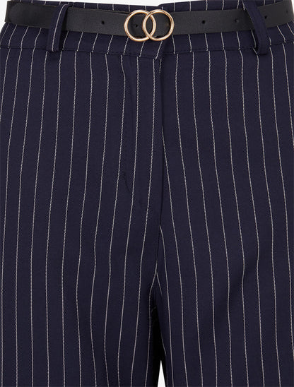 Pantalon de tailleur à fines rayures - Marine - 3