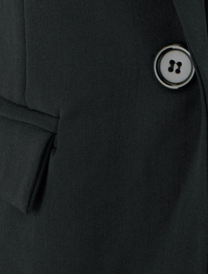 Blazer uni à col cranté - Noir - 3