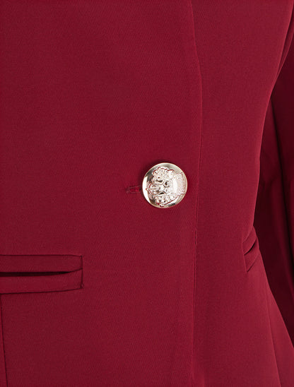 Veste un bouton à épaulettes et col rond - Bordeaux - 3