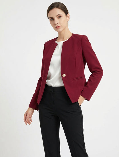 Jacke mit einem Knopf, Epauletten und Rundhalsausschnitt - Bordeaux