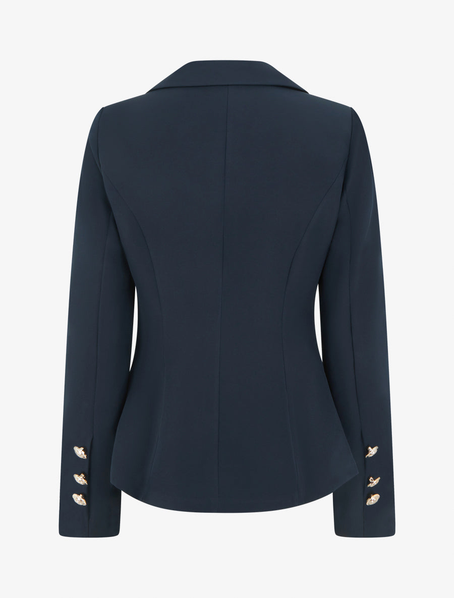 Blazer cintré à un bouton et épaulettes - Marine - 2