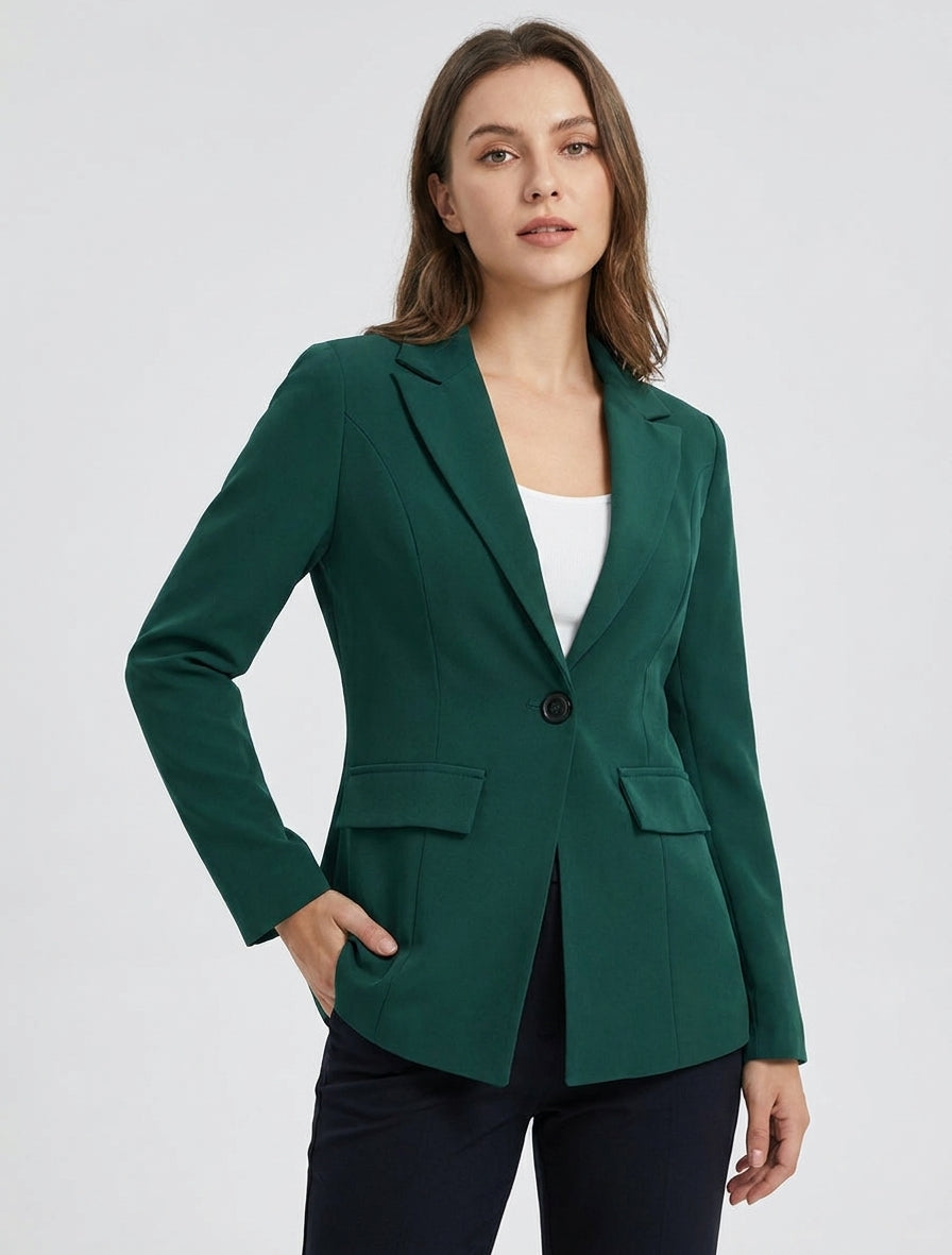 Klassisches Blazer mit Schulterpolstern - Dunkelgrün