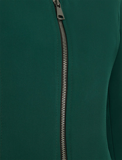Veste cintrée à épaulettes et zip - Vert foncé - 3