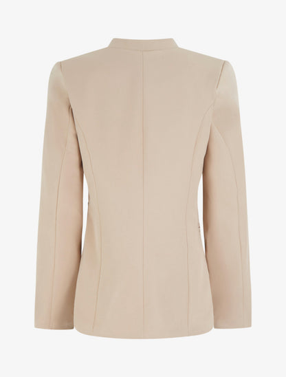 Veste ouverte à col cranté et épaulettes - Beige - 2