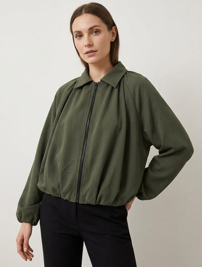 Bomber mit elastischen Bündchen - Kaki