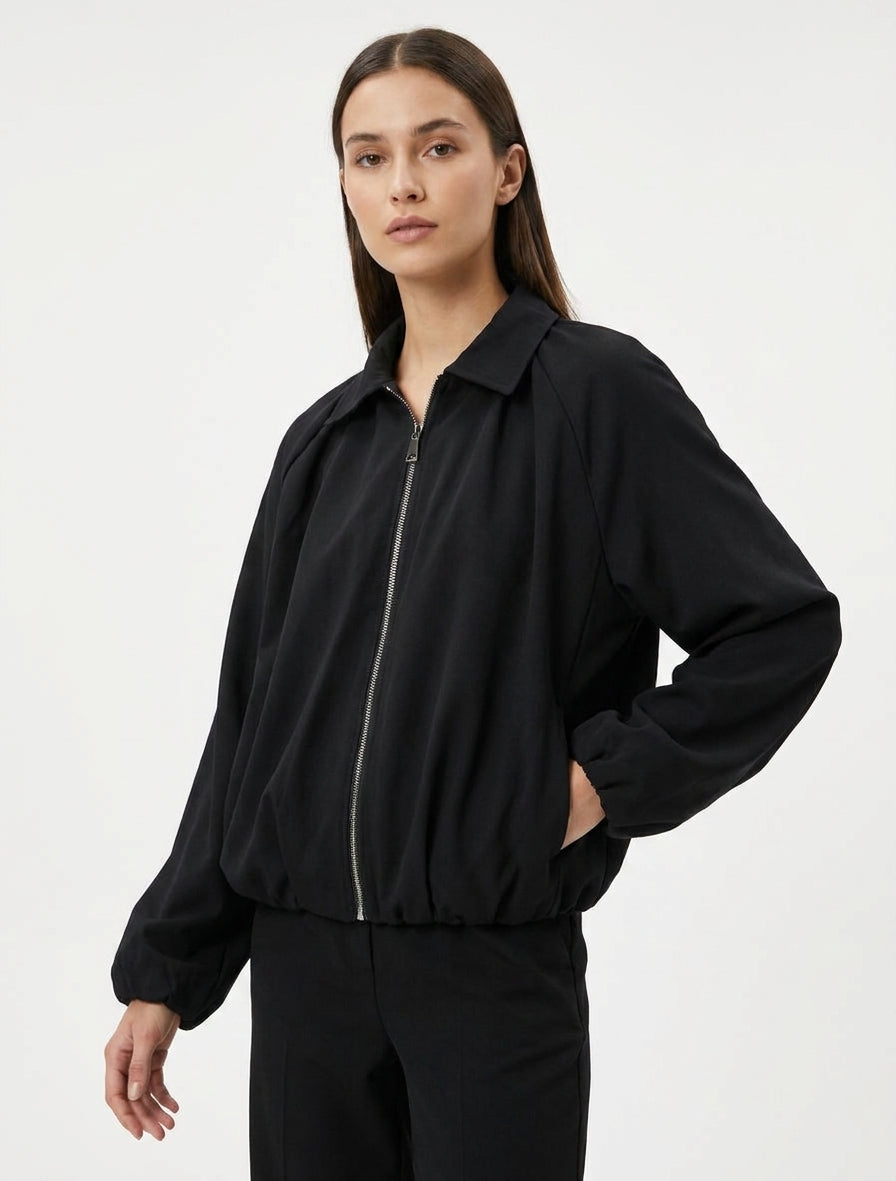 Bomber mit elastischen Bündchen - Schwarz