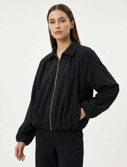 Bomber mit elastischen Bündchen - Schwarz