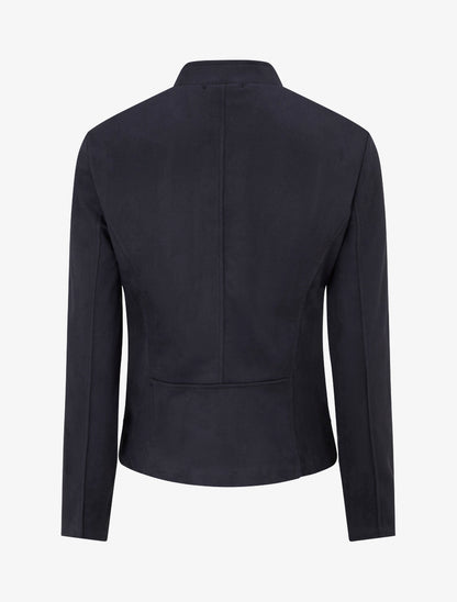 Veste en suédine à col montant et zip - Marine - 2