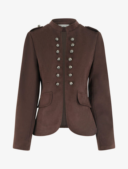 Veste en suédine style officier - Marron - 1