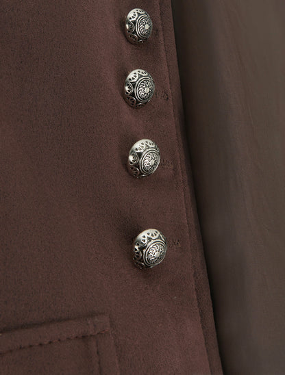 Veste en suédine style officier - Marron - 3