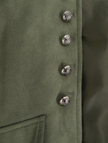 Veste en suédine style officier - Kaki - 3