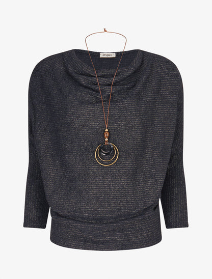 Pull côtelé et irisé - Marine - 5