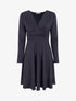 Robe patineuse manches longues à taille plissée - Marine - 1