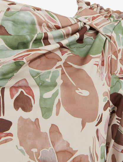 Top imprimé floral à manches longues - Beige - 3