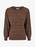 Pull ample en maille irisée à col rond - Marron - 1