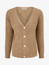 Gilet en maille fantaisie à col V - Camel - 1