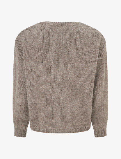 Gilet ample en maille épaisse à col V - Taupe - 2