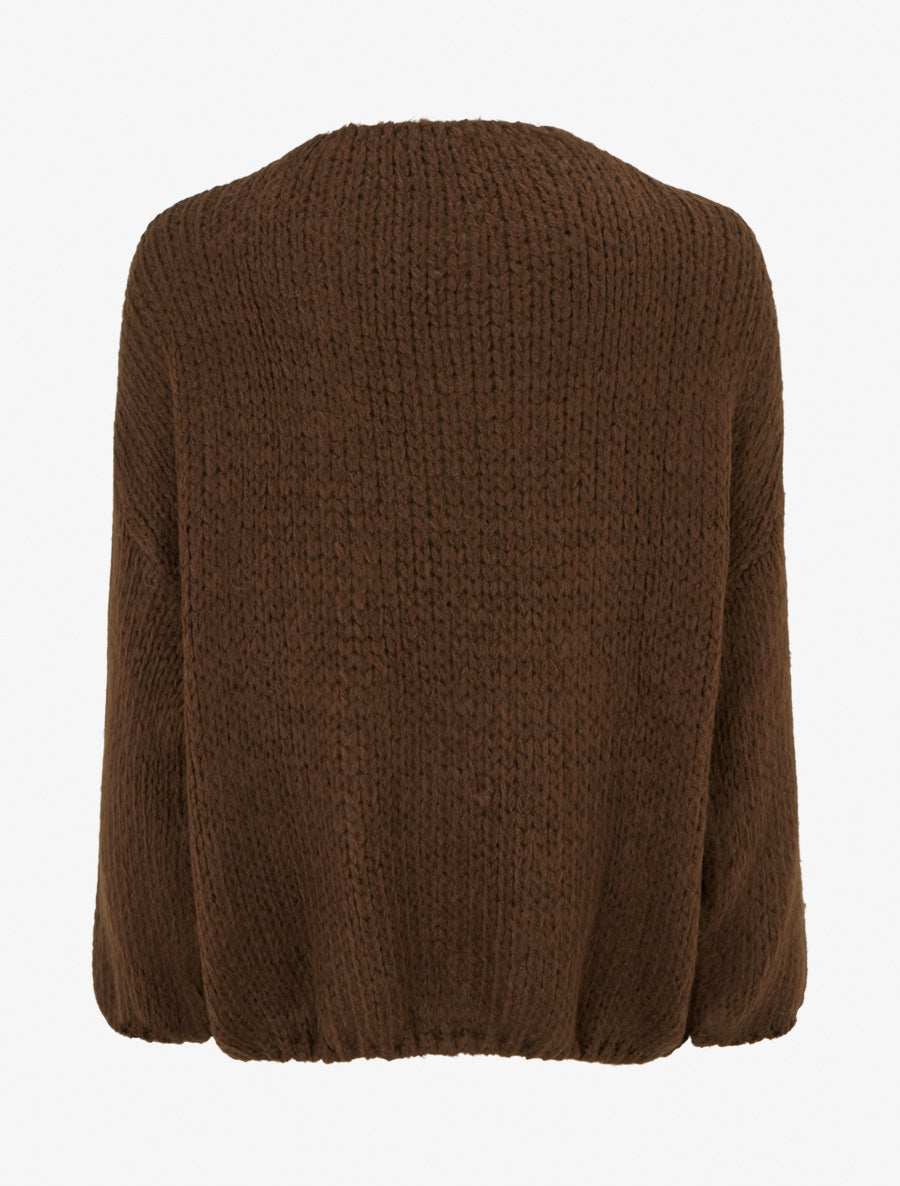 Gilet ouvert en maille épaisse coupe ample - Marron - 2