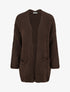 Gilet long ouvert en maille épaisse - Marron - 1