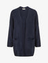 Gilet long ouvert en maille épaisse - Marine - 1