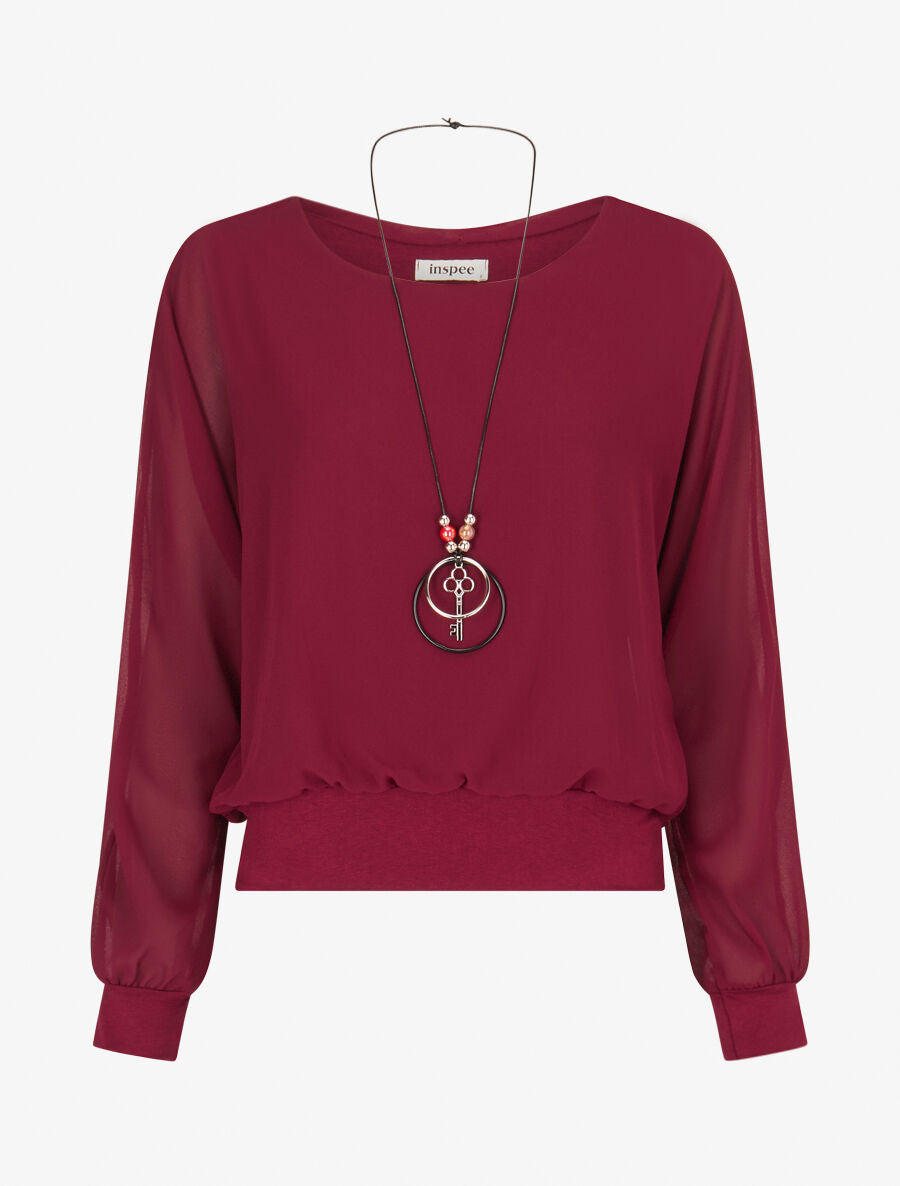 Top uni en voile - Lie de vin - 1