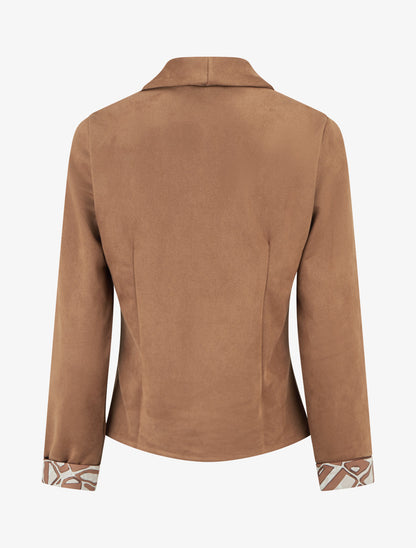 Veste suédine poignets à revers imprimé - Camel - 2