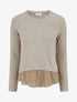 Pull droit duveteux à bord en voile - Beige - 1